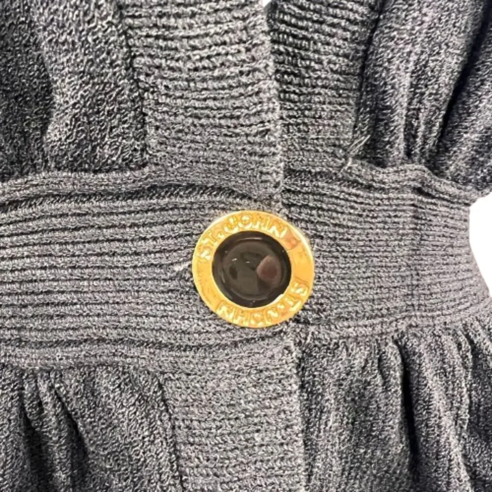 St. John for Saks Fifth Avenue Black Knit Wool Cardigan Gold Hardware Size 8/ M